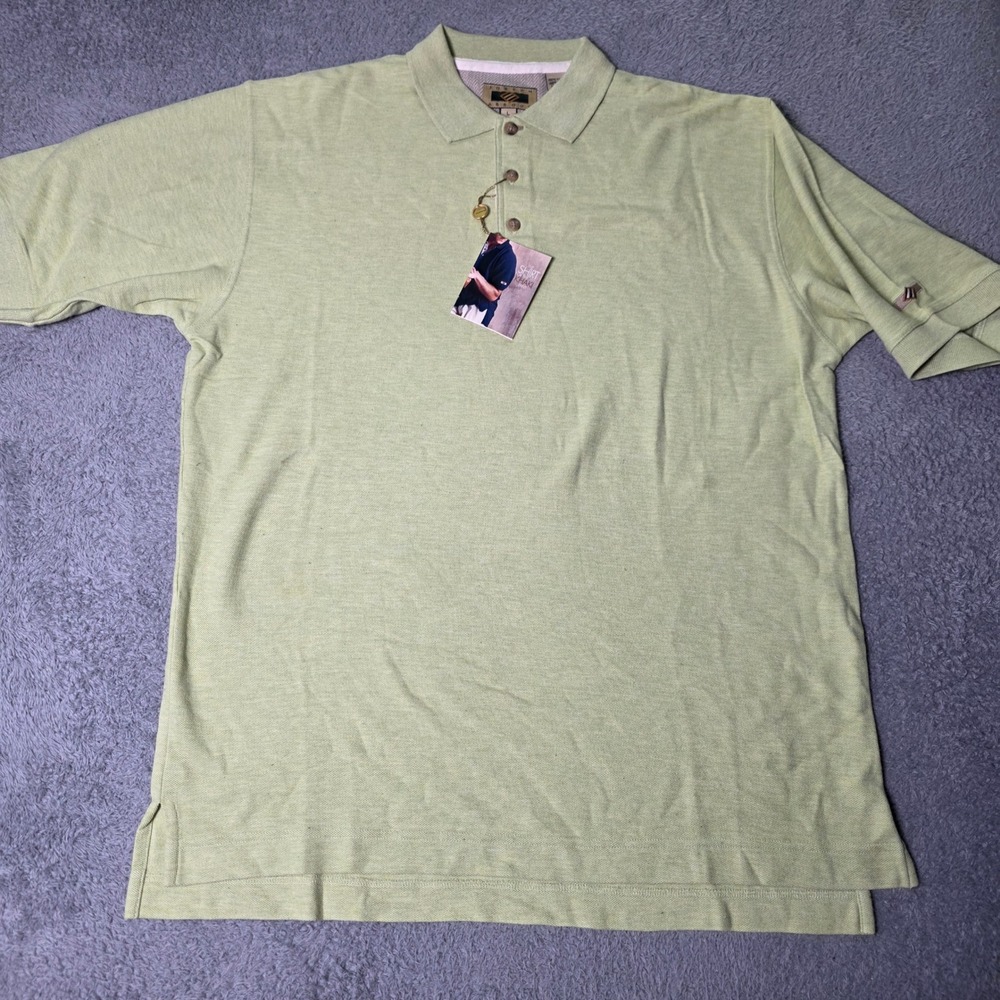 Joseph Abboud Mens Large Polo Shirt Green Short Sleeve Cotton Pique M200